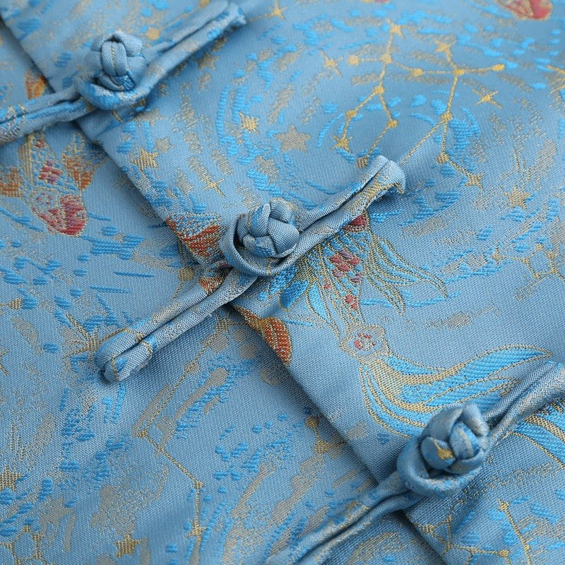 Sky Blue Floral Tang Jacket 蓝色印花唐装外套 – product photo