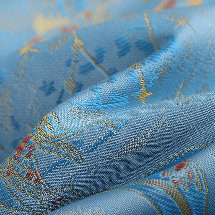 Sky Blue Floral Tang Jacket 蓝色印花唐装外套 – product photo