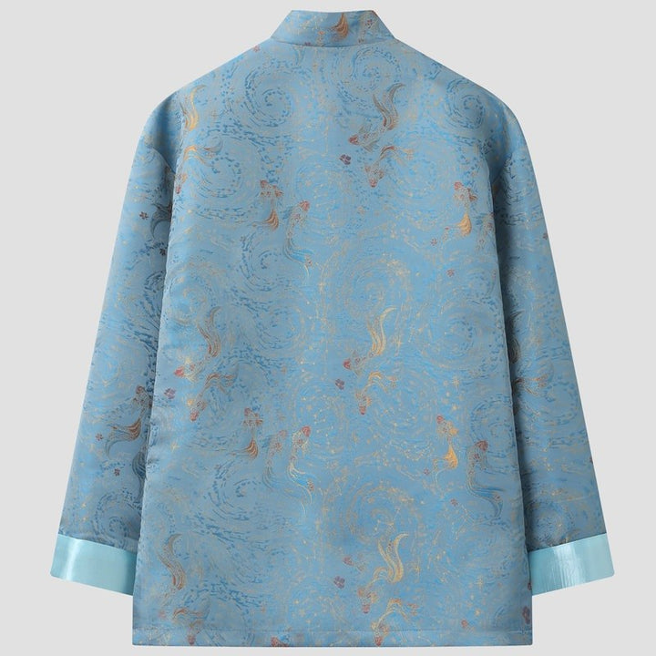 Sky Blue Floral Tang Jacket 蓝色印花唐装外套 – product photo