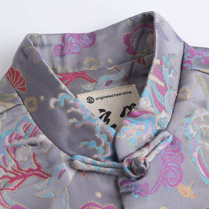 Lilac Grey Floral Tang Jacket 紫灰印花唐装外套 – product photo