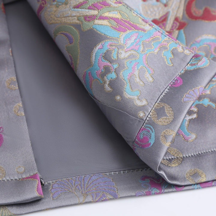 Lilac Grey Floral Tang Jacket 紫灰印花唐装外套 – product photo