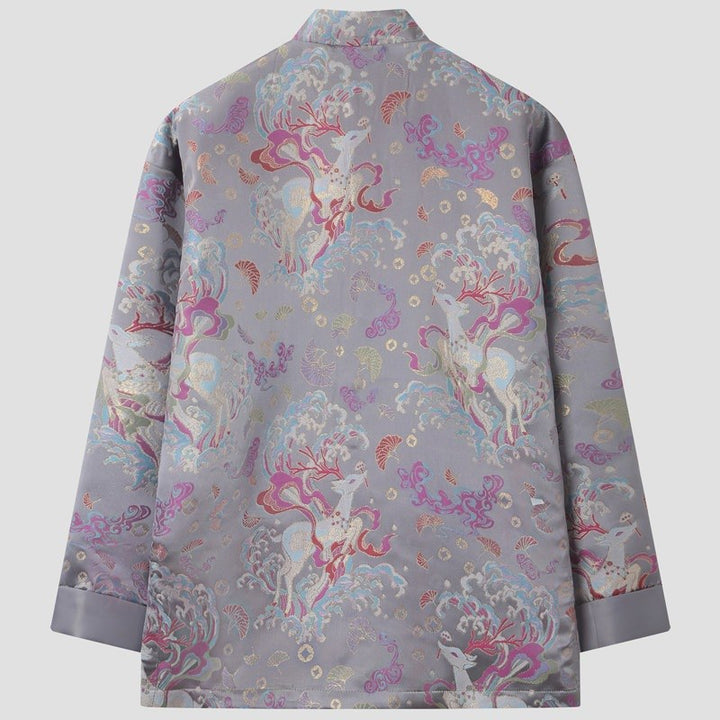 Lilac Grey Floral Tang Jacket 紫灰印花唐装外套 – product photo