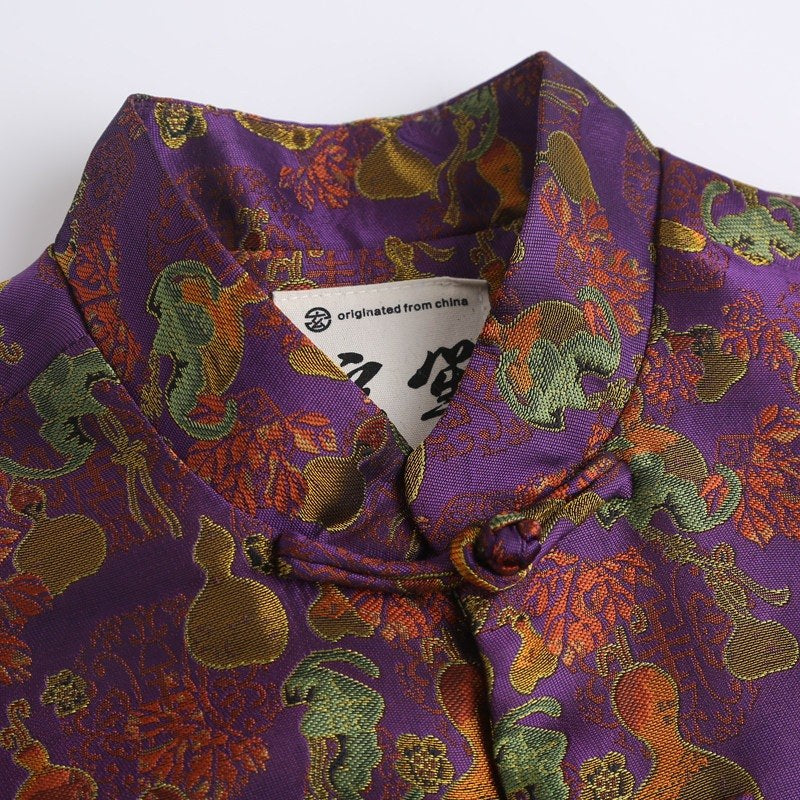 Purple Gourd Tang Jacket 紫色葫芦印花唐装外套 – product photo