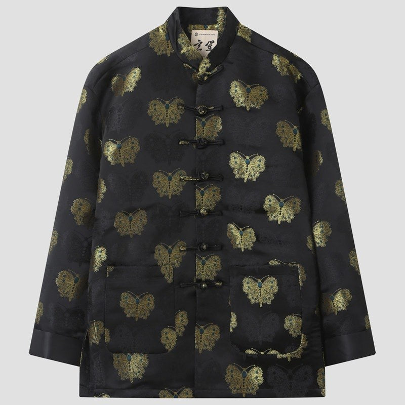 Black & Gold Butterfly Tang Jacket 黑金蝴蝶唐装外套 – product photo