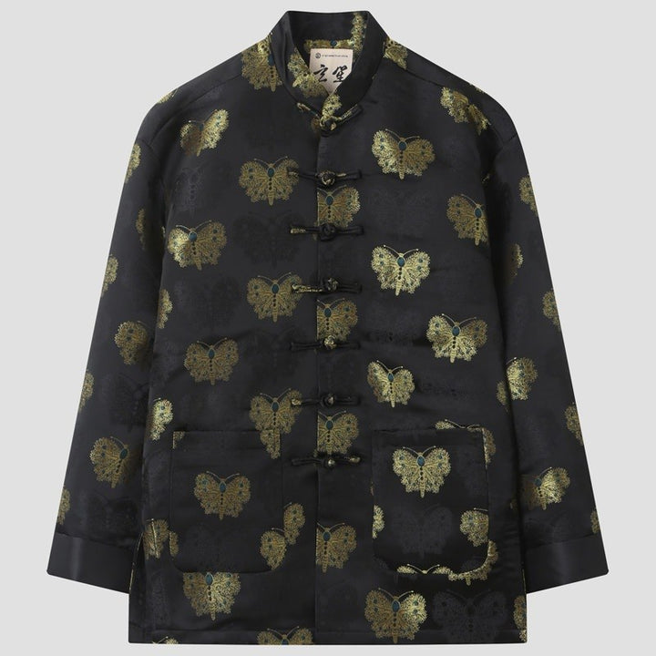 Black & Gold Butterfly Tang Jacket 黑金蝴蝶唐装外套 – product photo