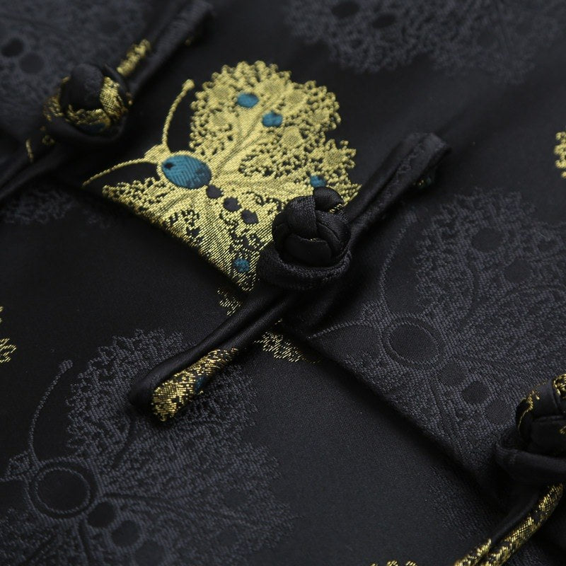 Black & Gold Butterfly Tang Jacket 黑金蝴蝶唐装外套 – product photo
