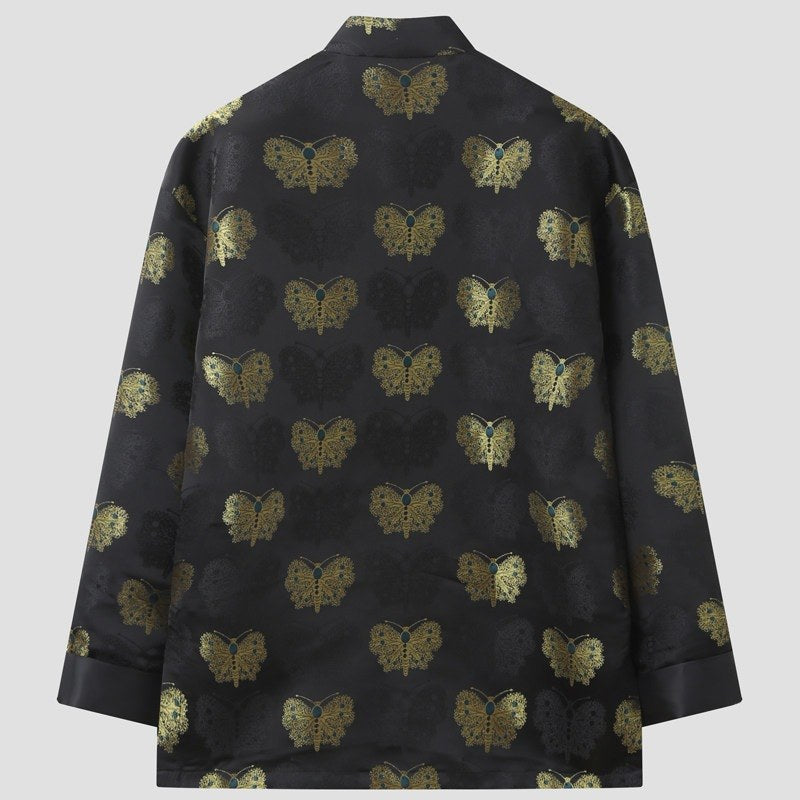 Black & Gold Butterfly Tang Jacket 黑金蝴蝶唐装外套 – product photo
