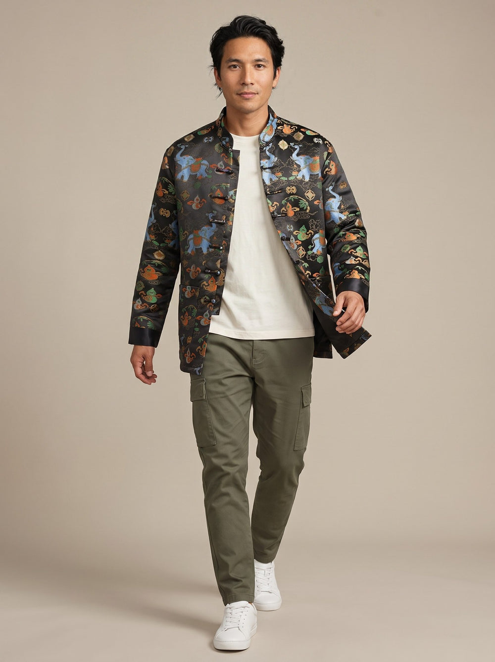 Auspicious Elephant Tang Jacket 吉祥大象唐装外套 – model photo