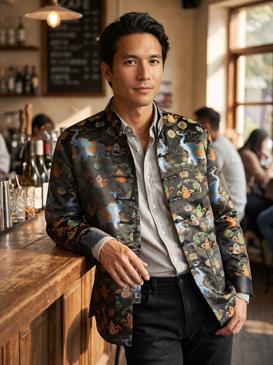 Auspicious Elephant Tang Jacket 吉祥大象唐装外套 – model photo