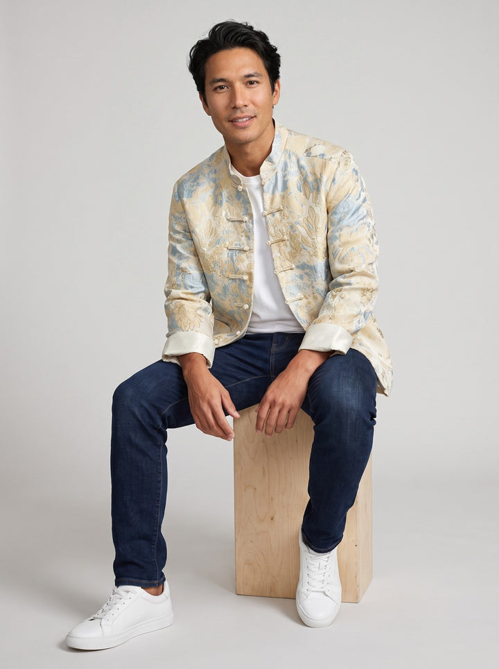 3D Jacquard Tang Jacket 立体提花唐装外套 – model photo