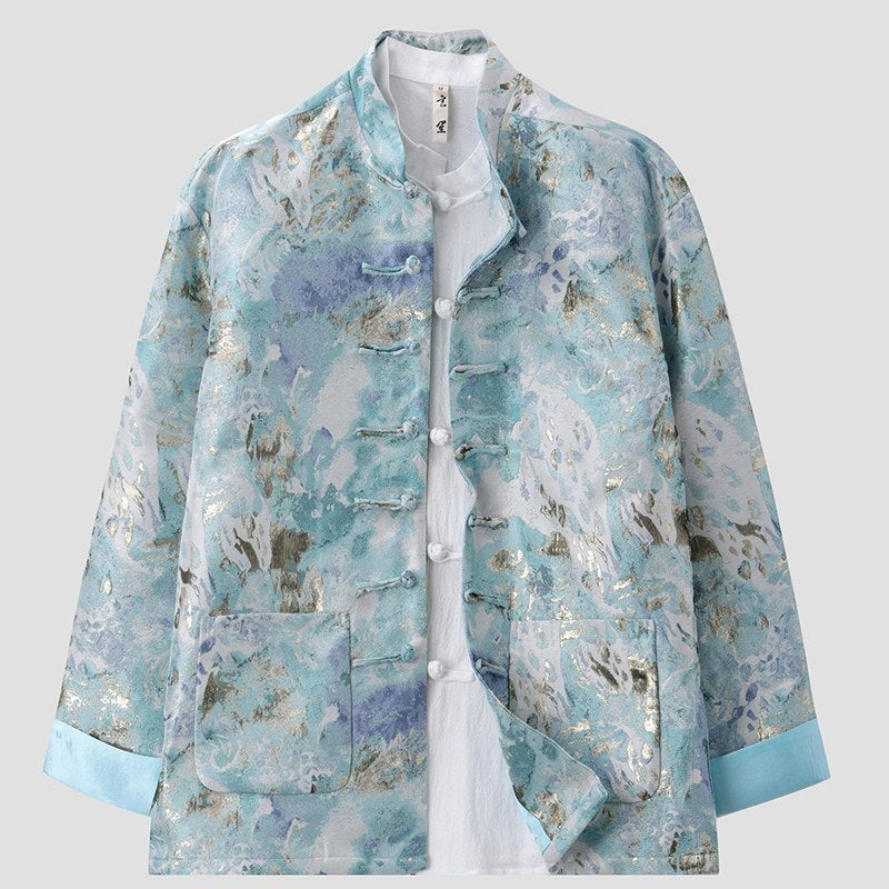 Gold-Thread Contrast Jacquard Tang Jacket 金丝撞色提花唐装外套 – product photo