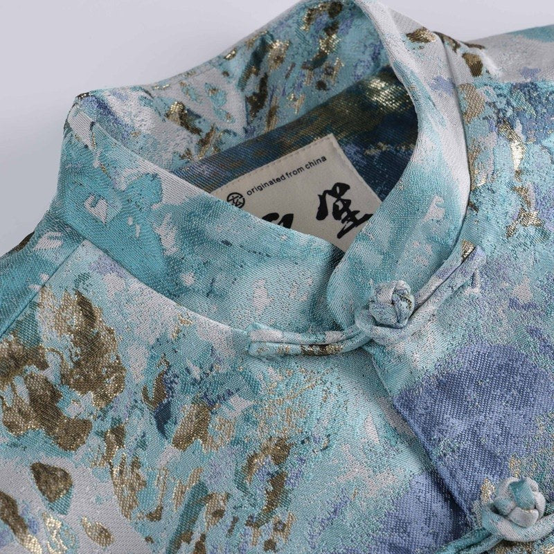 Gold-Thread Contrast Jacquard Tang Jacket 金丝撞色提花唐装外套 – product photo