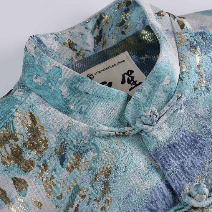 Gold-Thread Contrast Jacquard Tang Jacket 金丝撞色提花唐装外套 – product photo