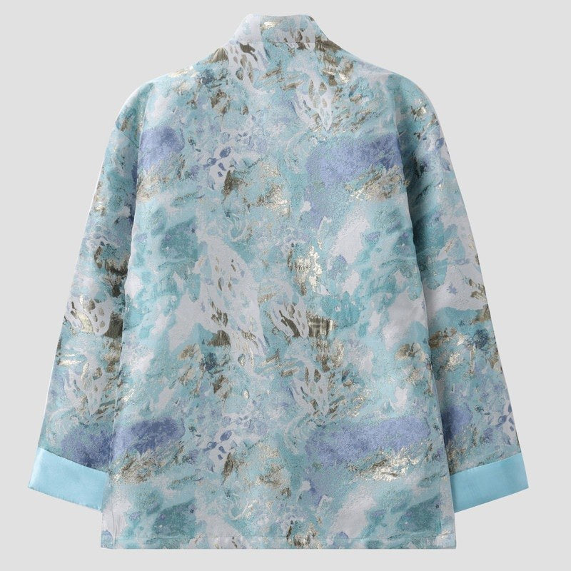 Gold-Thread Contrast Jacquard Tang Jacket 金丝撞色提花唐装外套 – product photo