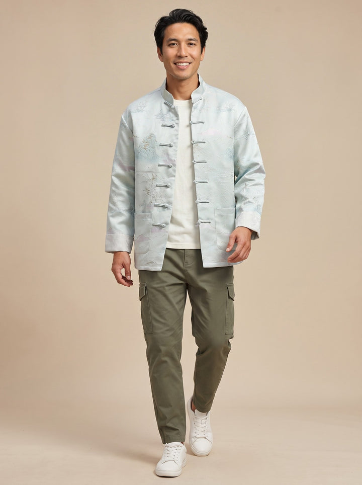 Landscape Jacquard Tang Jacket 江山图提花唐装外套 – model photo