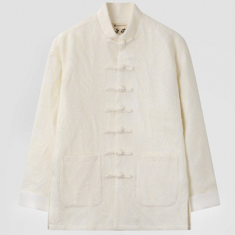 Ivory Jacquard Tang Jacket 白色提花唐装外套 – product photo
