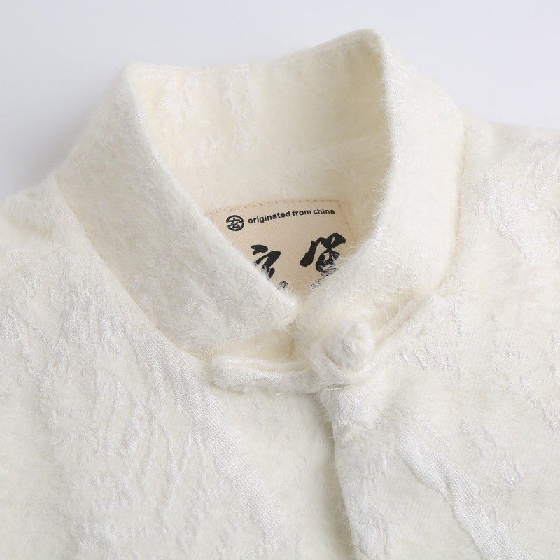 Ivory Jacquard Tang Jacket 白色提花唐装外套 – product photo
