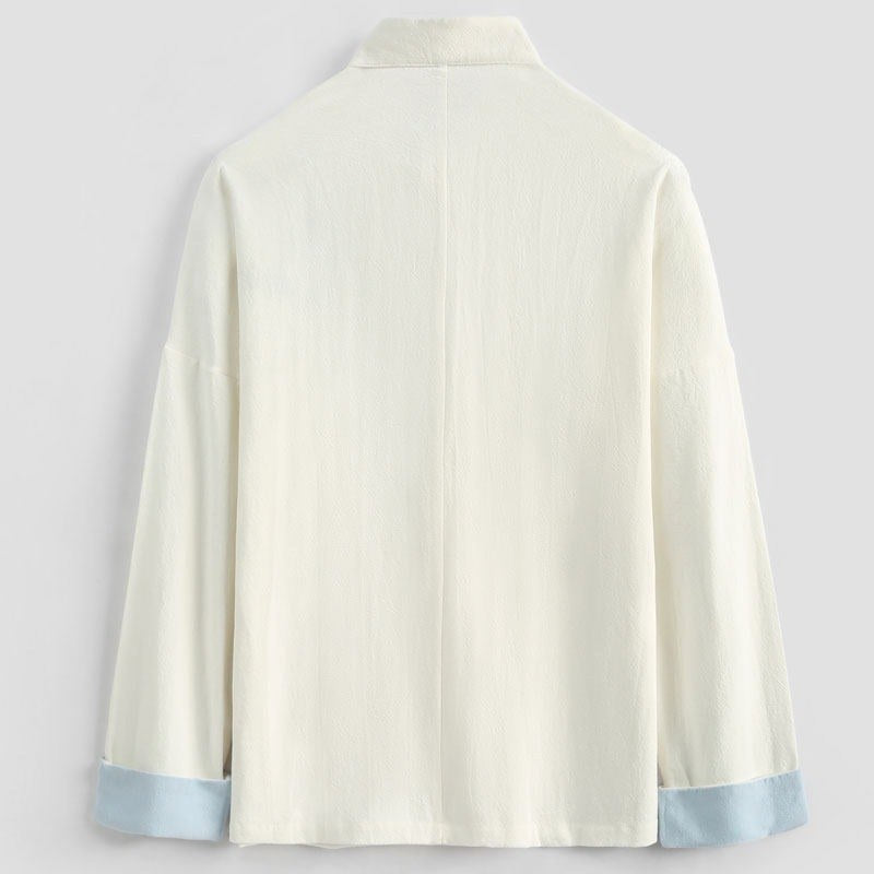 Crane Embroidered Cotton-Linen Tang Jacket 仙鹤刺绣棉麻唐装 – product photo