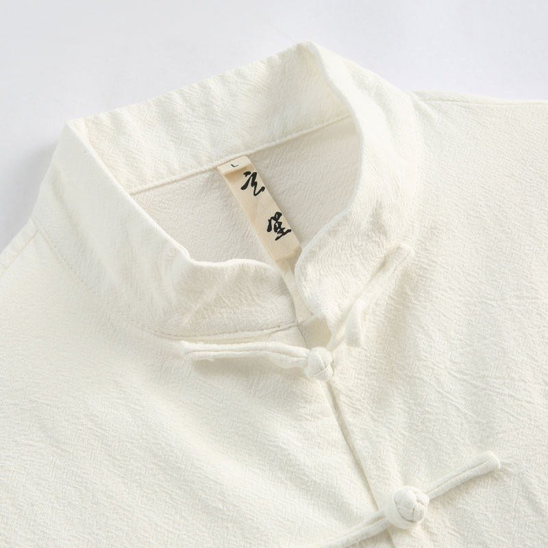 Crane Embroidered Cotton-Linen Tang Jacket 仙鹤刺绣棉麻唐装 – product photo