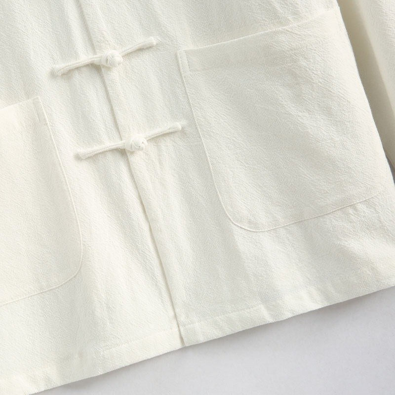 Crane Embroidered Cotton-Linen Tang Jacket 仙鹤刺绣棉麻唐装 – product photo