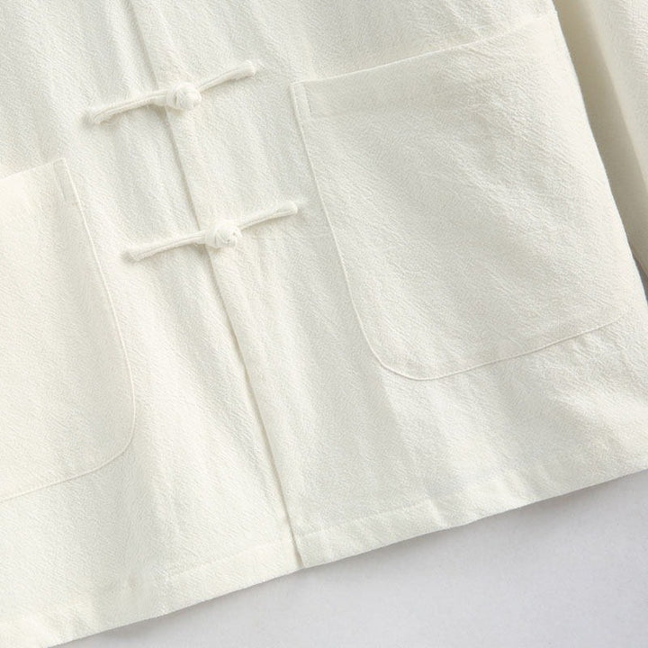 Crane Embroidered Cotton-Linen Tang Jacket 仙鹤刺绣棉麻唐装 – product photo