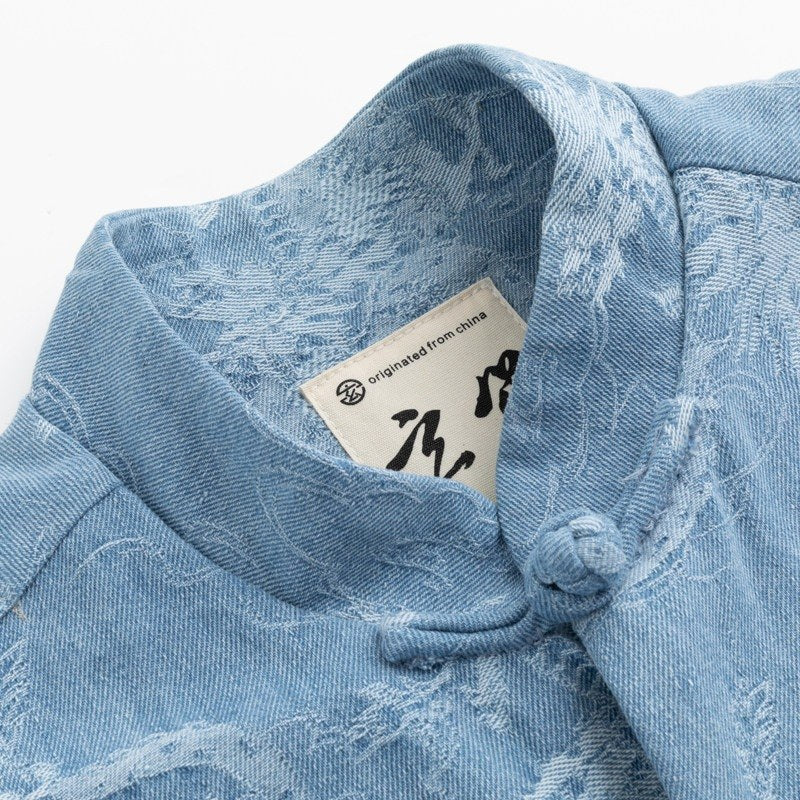 Dragon Jacquard Denim Tang Jacket 龙纹提花纯棉牛仔唐装 – product photo