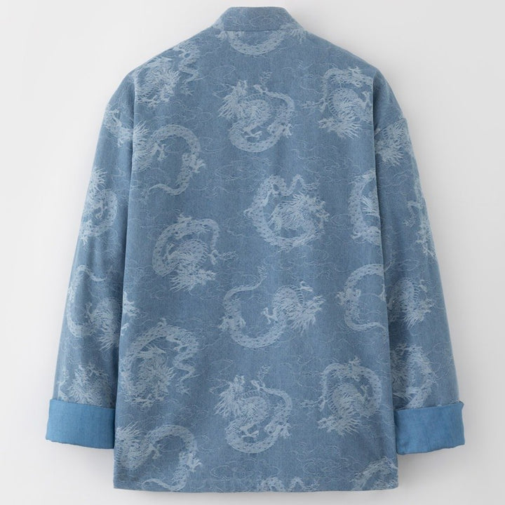 Dragon Jacquard Denim Tang Jacket 龙纹提花纯棉牛仔唐装 – product photo