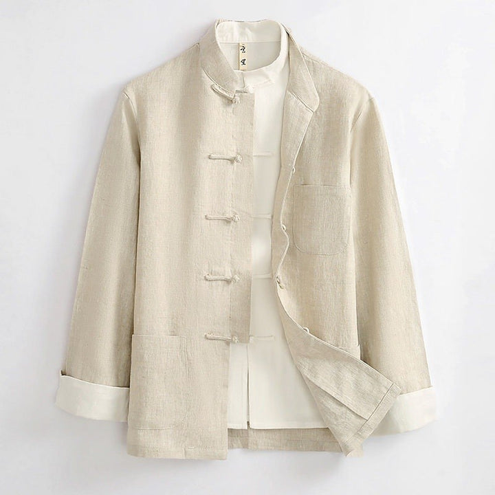 Pure Linen Tang Suit Two-Piece Set 纯亚麻唐装两件套 – product photo
