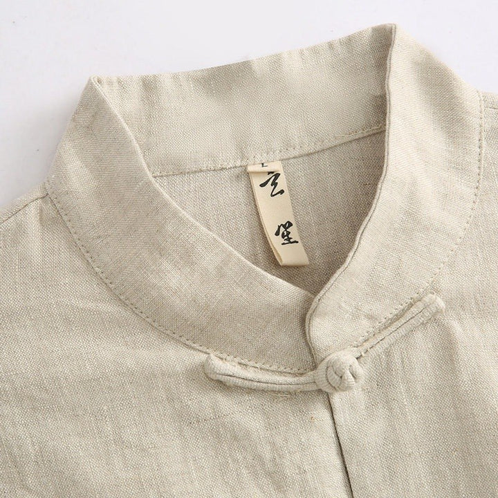 Pure Linen Tang Suit Two-Piece Set 纯亚麻唐装两件套 – product photo