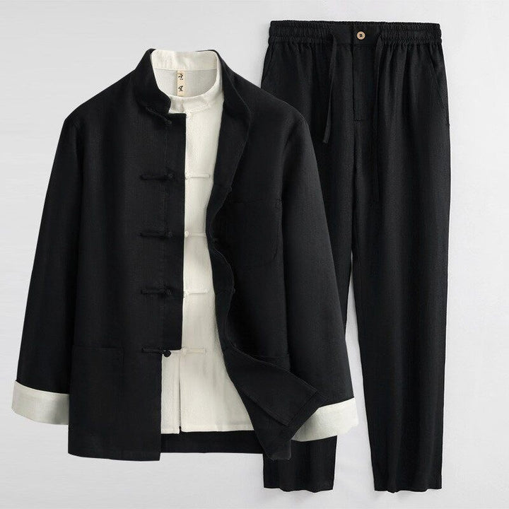 Pure Linen Tang Suit Two-Piece Set 纯亚麻唐装两件套 – product photo