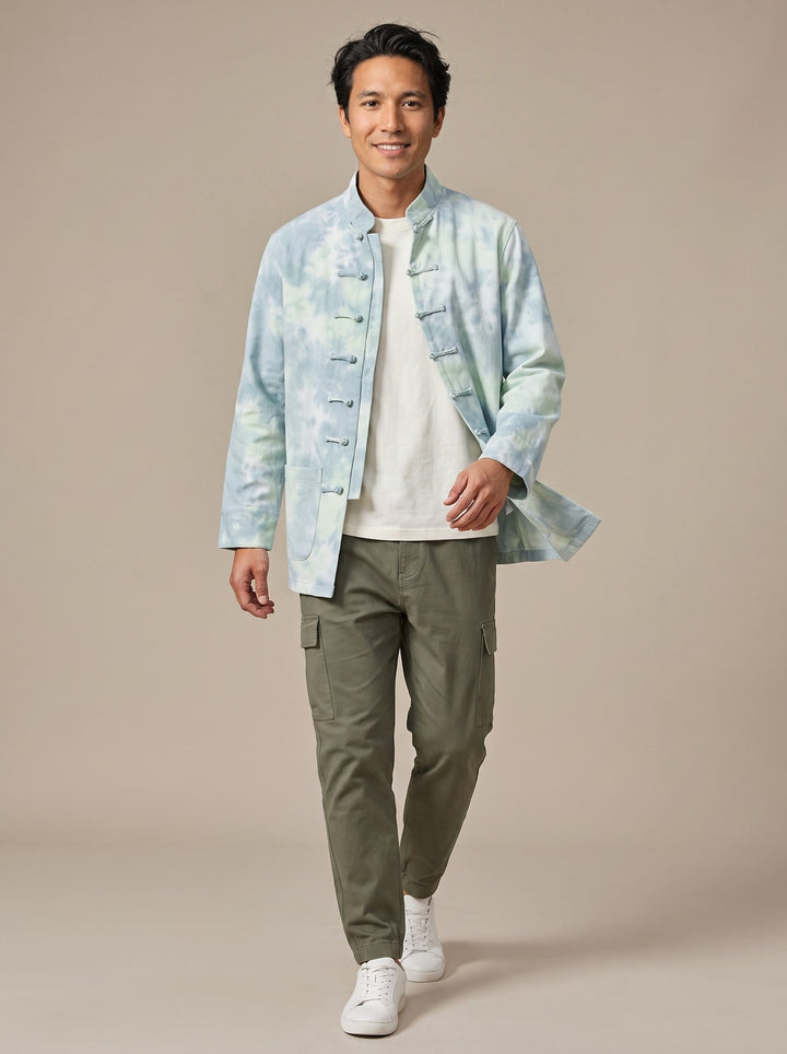 Rainbow Tie-Dye Tang Jacket 彩虹扎染唐装外套 – model photo