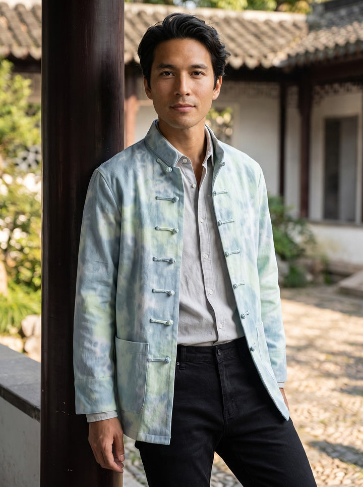 Rainbow Tie-Dye Tang Jacket 彩虹扎染唐装外套 – model photo