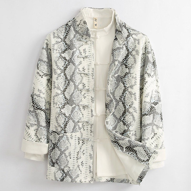 Snakeskin Print Tang Jacket 蛇皮纹唐装外套 – product photo