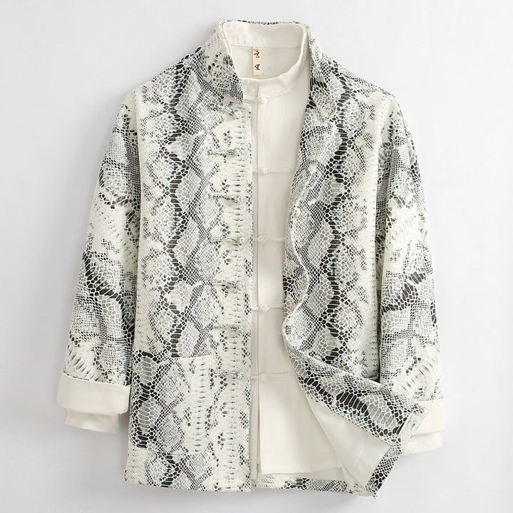 Snakeskin Print Tang Jacket 蛇皮纹唐装外套 – product photo
