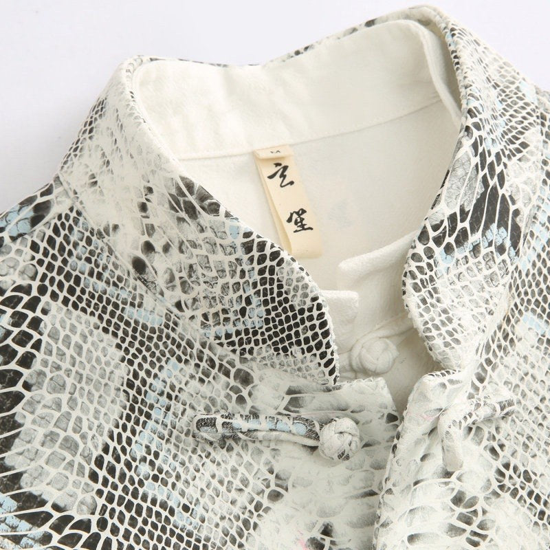 Snakeskin Print Tang Jacket 蛇皮纹唐装外套 – product photo