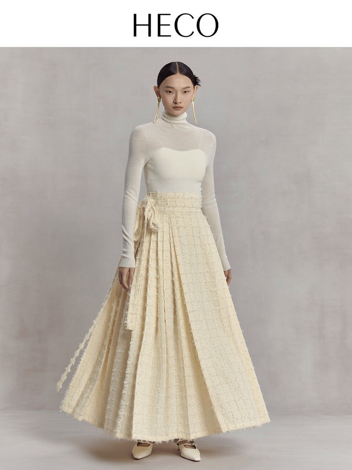 Phantom Feather Pleated Mamian Skirt 幻羽百褶马面裙 - Apricot 杏色