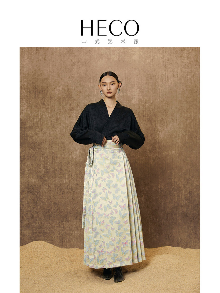 Butterfly Jacquard Long Mamian Skirt 紫恋蝶蝴蝶提花马面裙
