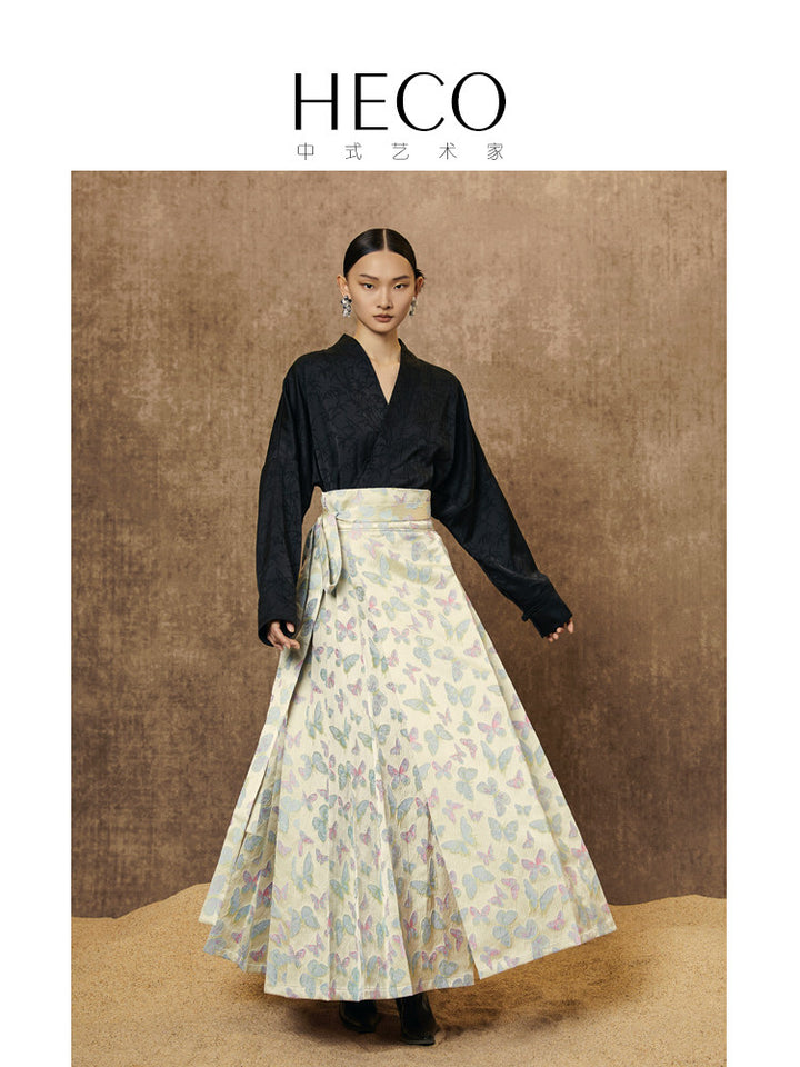 Butterfly Jacquard Long Mamian Skirt 紫恋蝶蝴蝶提花马面裙