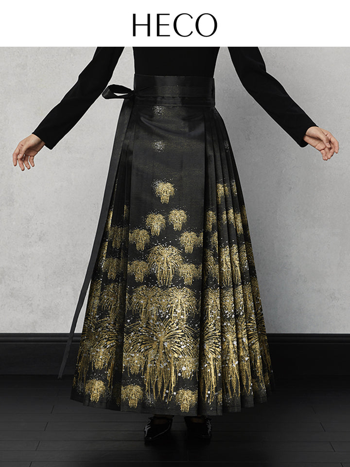Fireworks Year Mamian Skirt 烟火年年马面裙 - Black 黑色