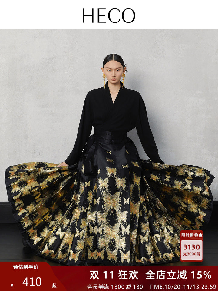 Gold-Foil Butterfly Mamian Skirt 箔金蝶舞织金马面裙
