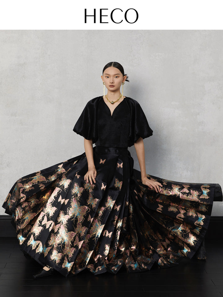 Gold-Foil Butterfly Mamian Skirt 箔金蝶舞织金马面裙