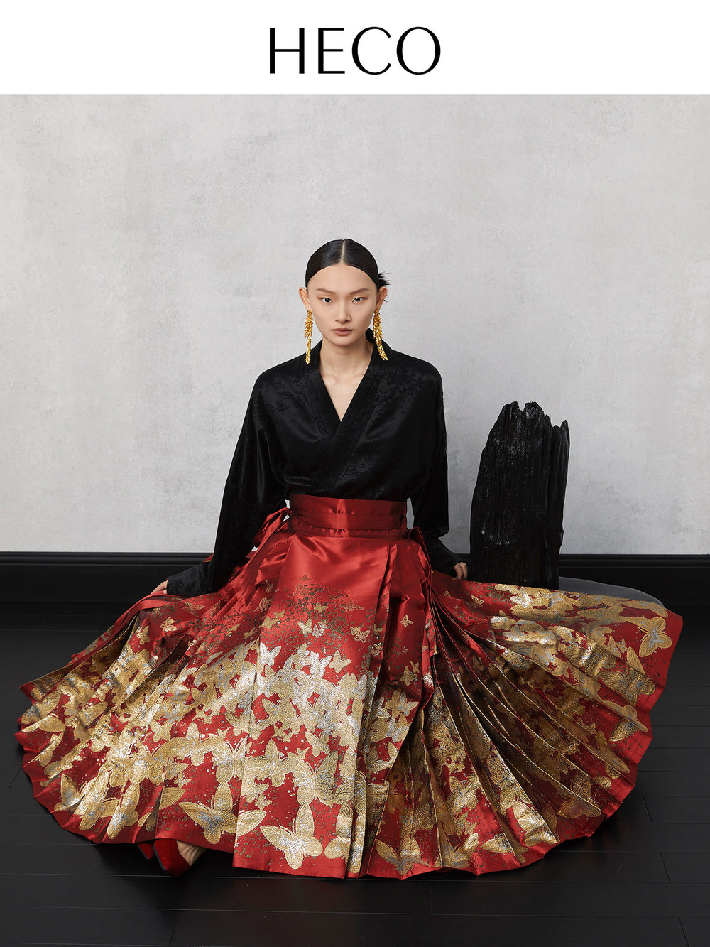 Golden Butterfly Jacquard Mamian Skirt 福迭蝴蝶提花马面裙