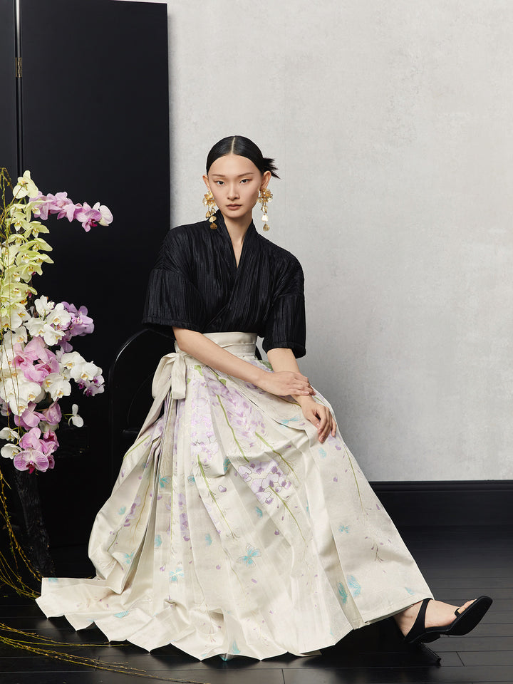 Wisteria A-Line Summer Mamian Skirt 紫藤A字马面裙 - Apricot 杏色