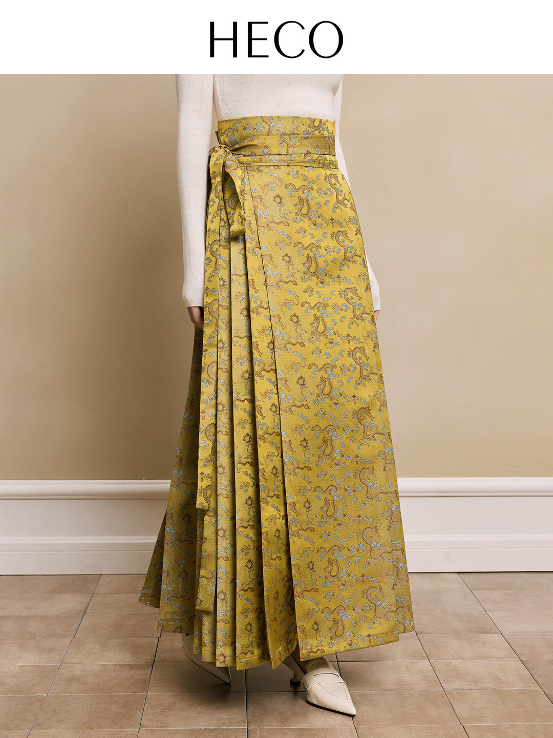 Cloud Dragon Jacquard Mamian Skirt 云龙龙纹提花马面裙 - Yellow 黄色