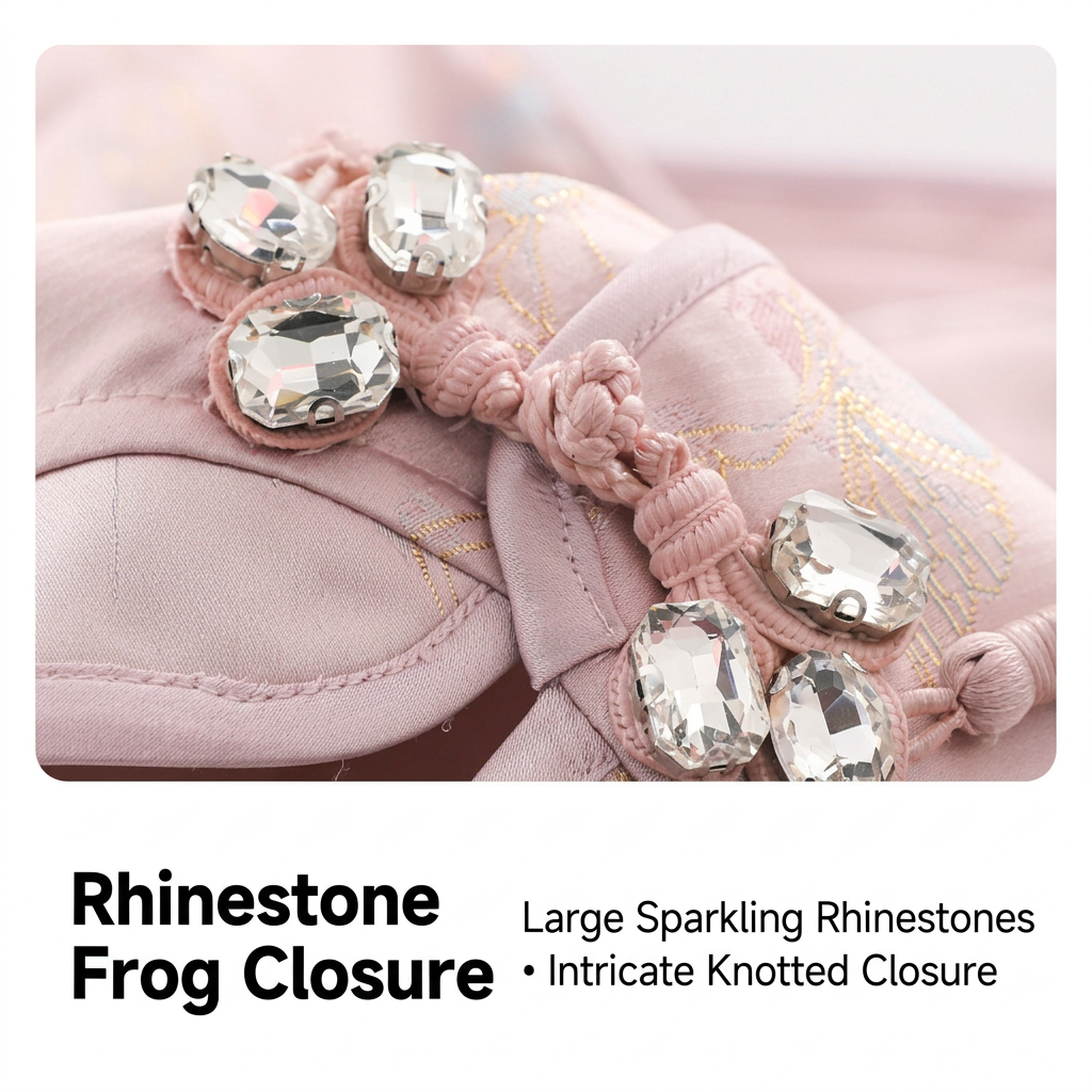 Rhinestone closure detail in English
