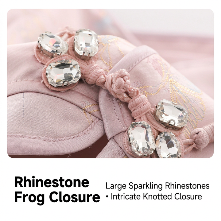 Rhinestone closure detail in English