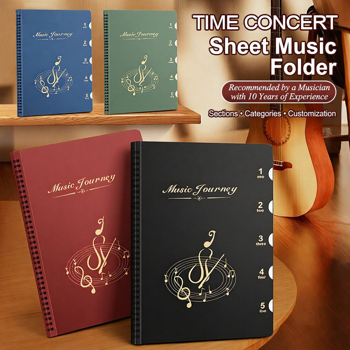 Sheet music folder showcase in English