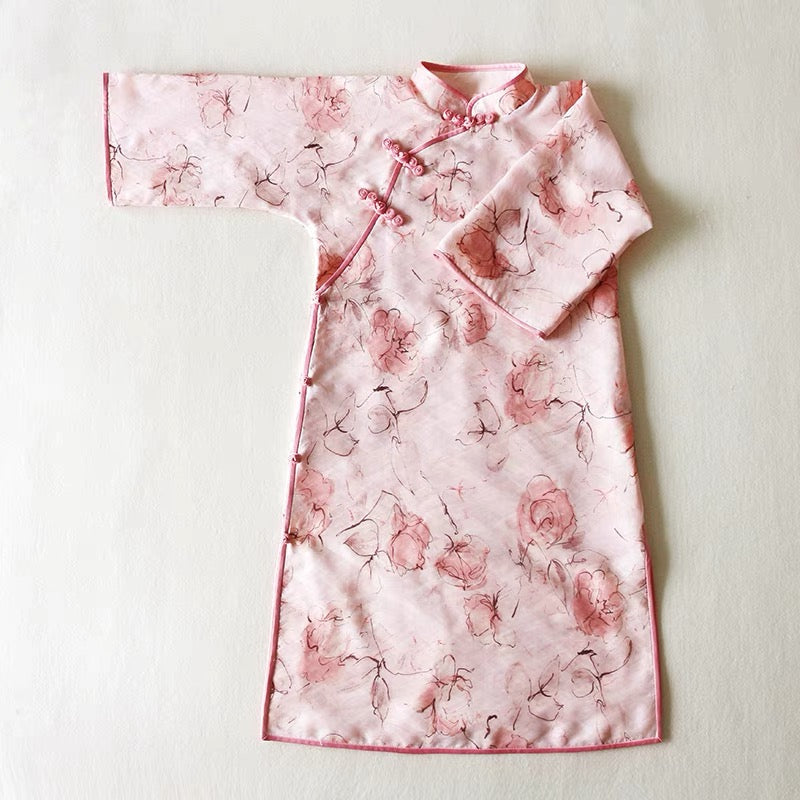 WATER PAINT ON SILK CHEONGSAM DRESS