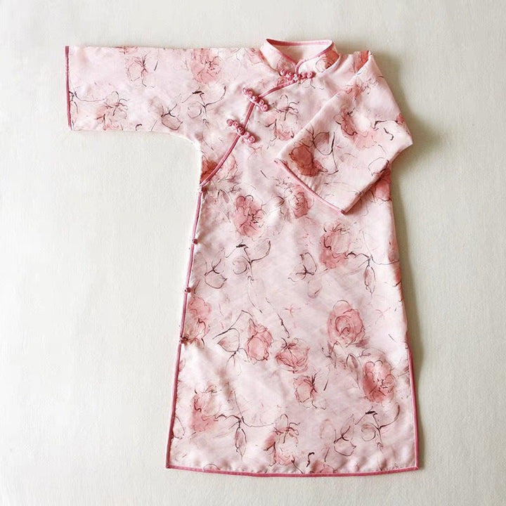 WATER PAINT ON SILK CHEONGSAM DRESS