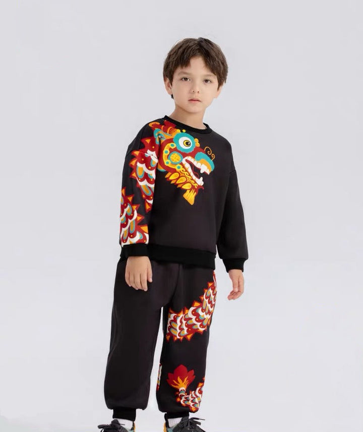 ASYMETRIC DRAGON PRINT DRY SWEAT SET